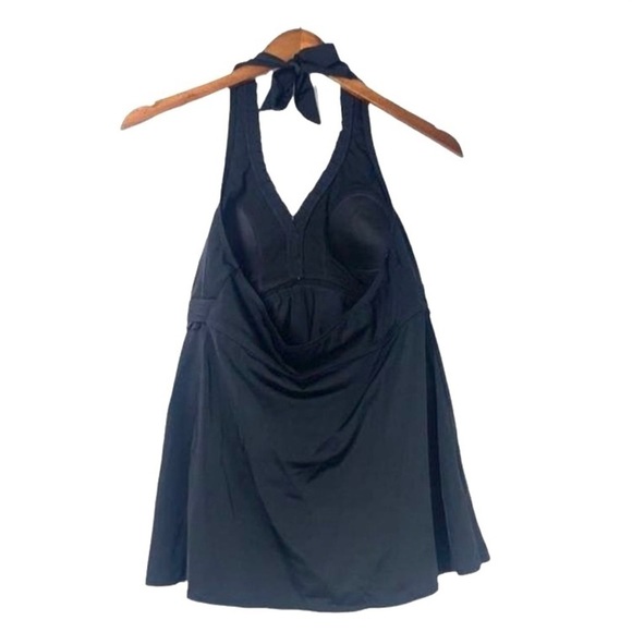 Liz Lange Maternity Halter Top Tankini w/Ruffle Trim - Black, Size Medium - Picture 3 of 6